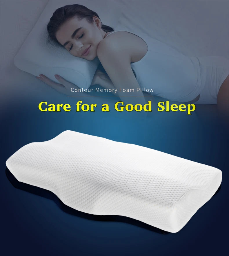 Memory Foam Bed Orthopedic Pillow Neck Protection Slow Rebound Memory Pillow Butterfly Shaped Health Cervical Neck Size 60/50 cm