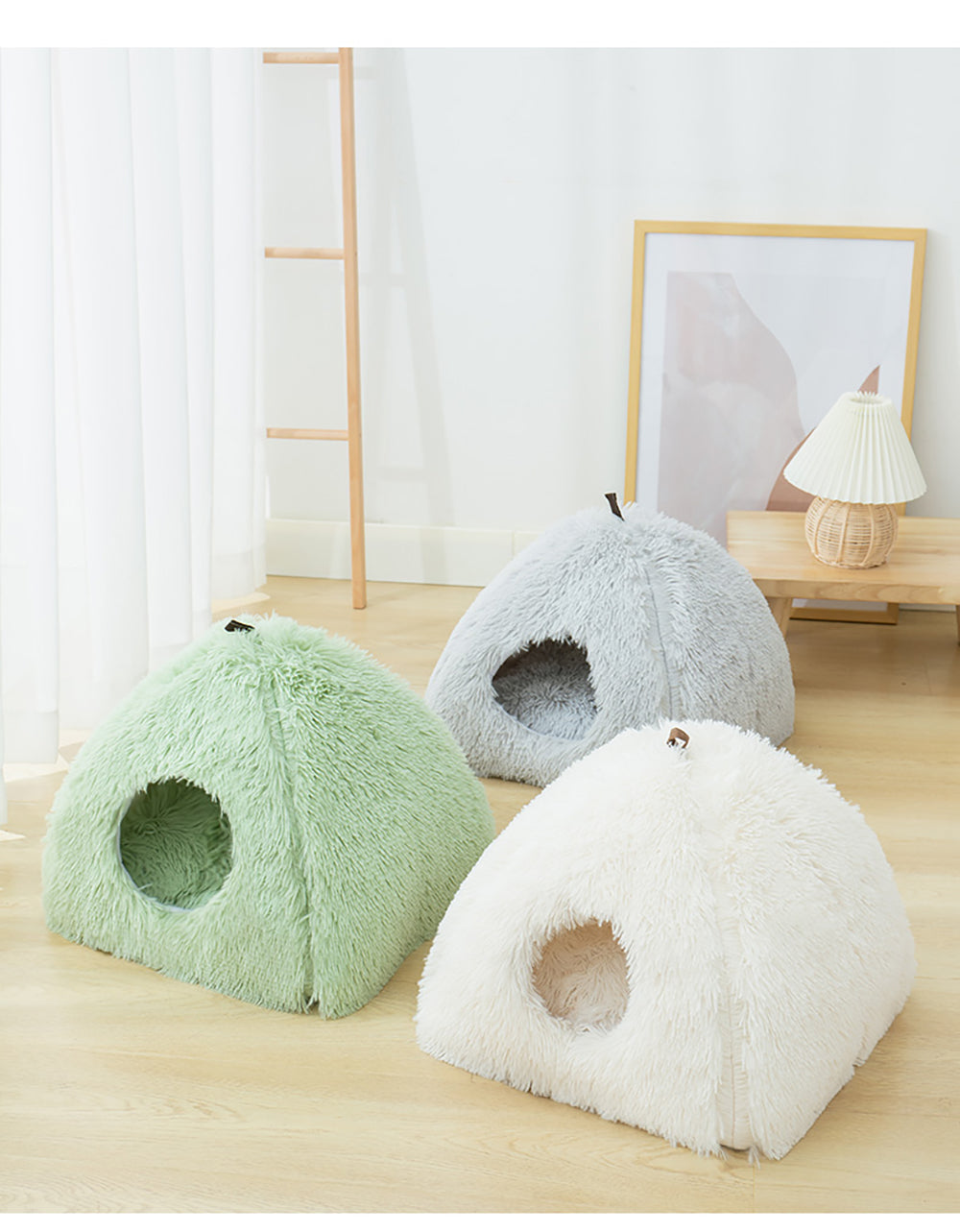 Very Soft Cat Bed Plush Cats House Pet Basket Mat Small Dog Cushion Sofa Lounger Kennel 2 In 1 Kitten Tent House Beds For Cat