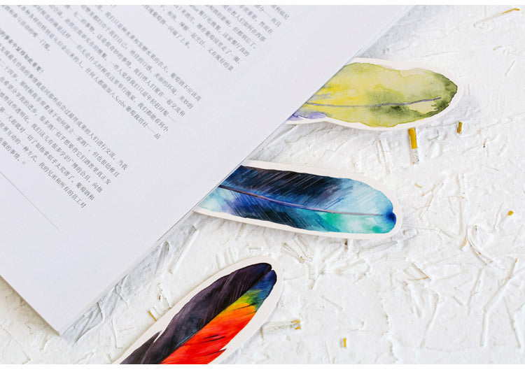 30 Pcs/Box Creative Colorful Feather Bookmark Cute Paper Stationery Bookmarks Book Clip Office Accessories School Supplies