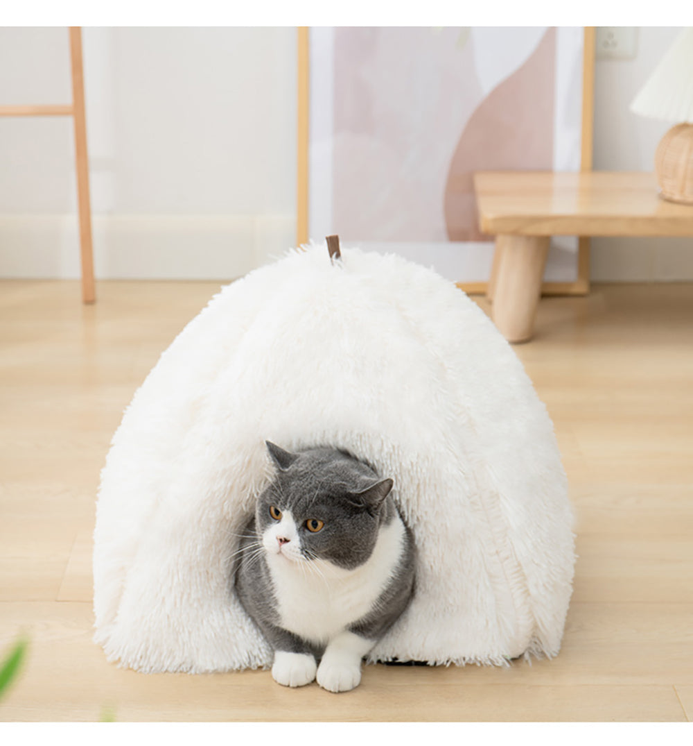 Very Soft Cat Bed Plush Cats House Pet Basket Mat Small Dog Cushion Sofa Lounger Kennel 2 In 1 Kitten Tent House Beds For Cat