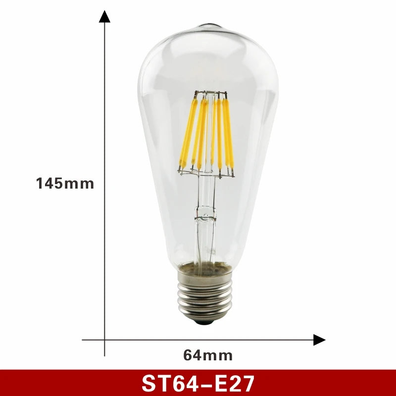 2pcs E27 E14 Retro Edison LED Filament Bulb Lamp AC220V Light Bulb C35 G45 A60 ST64 G80 G95 G125 Glass Bulb Vintage Candle Light ST64 E27