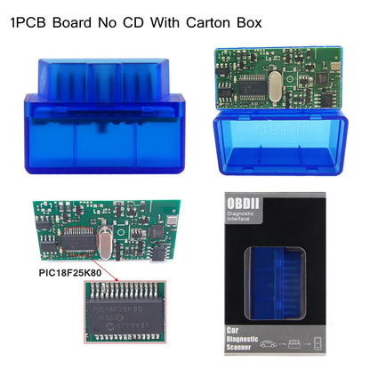 Newest ELM327 V1.5 PIC18F25K80 ELM327 OBD2 Scanner ELM 327 Bluetooth-compatible Android/PC ELM 327 OBD2 Adapter ELM327 V1.5 1PCB Blue CHINA