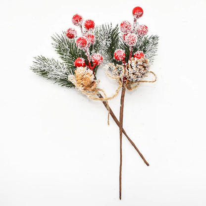 2PCS Christmas Berry Artificial Pine Cone Christmas Garland Decoration Fake Flower Pine Tree Branch DIY Home Party Wedding Decor