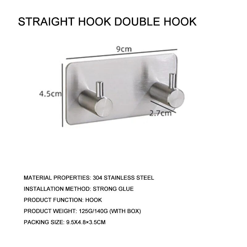 Adhesive Stainless Steel Hooks Door Wall Clothes Towel Hook Metal Bathroom Bracket Kitchen Bedroom Hanger Accessories Wall decor Type 8