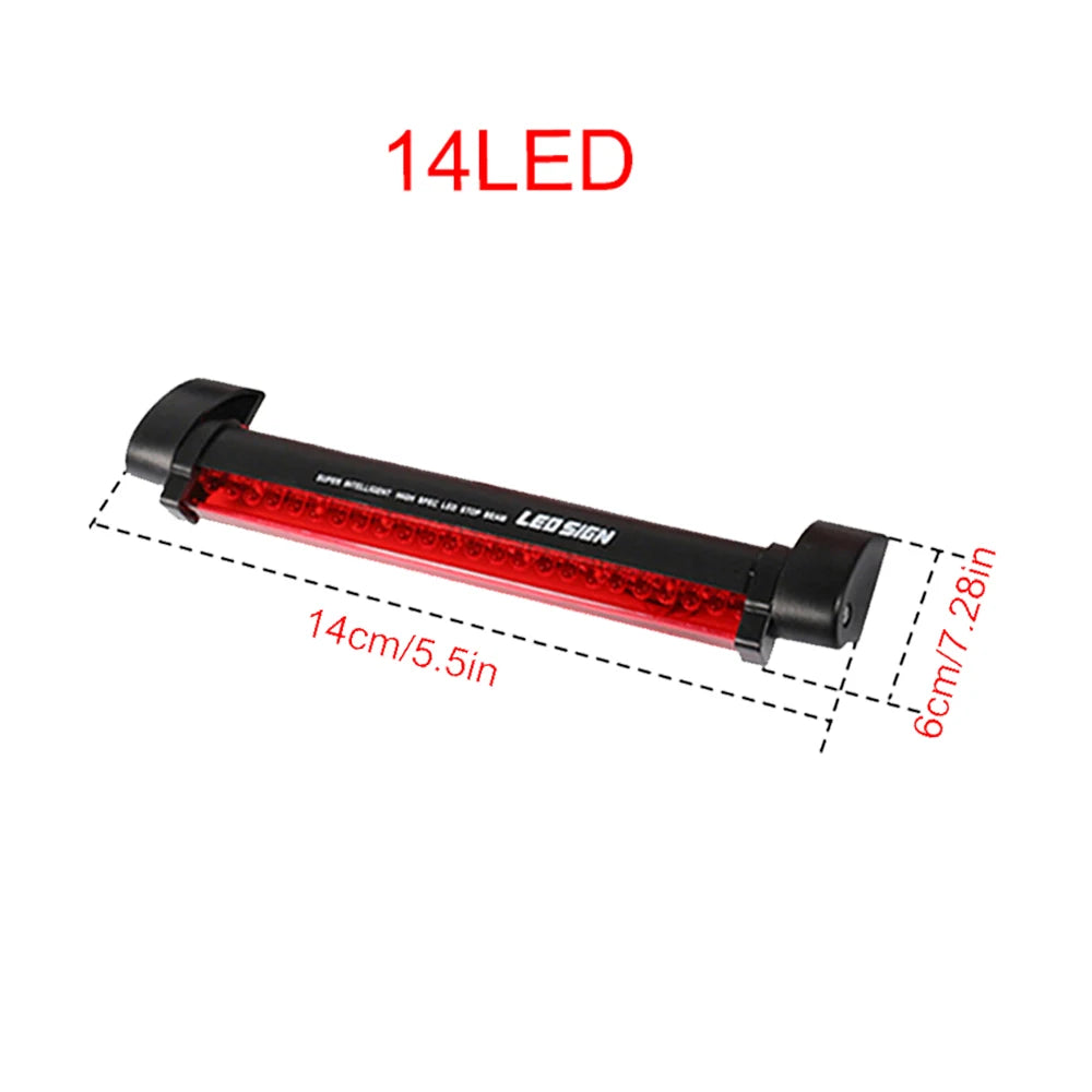 DSYCAR 12V Red Car LED Third Brake Lights Bar Rear Parking Signal Lamp Truck High Mount Stop Warning Light Universal 14LED