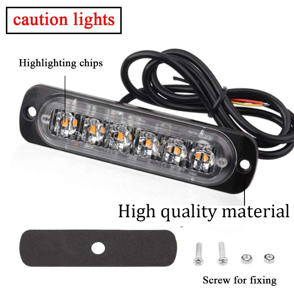 Universal Emergency Strobe Led Light 12/24V Memory Function Led Warning Side Marker Blinking Amber Light Bar Police Flash Light