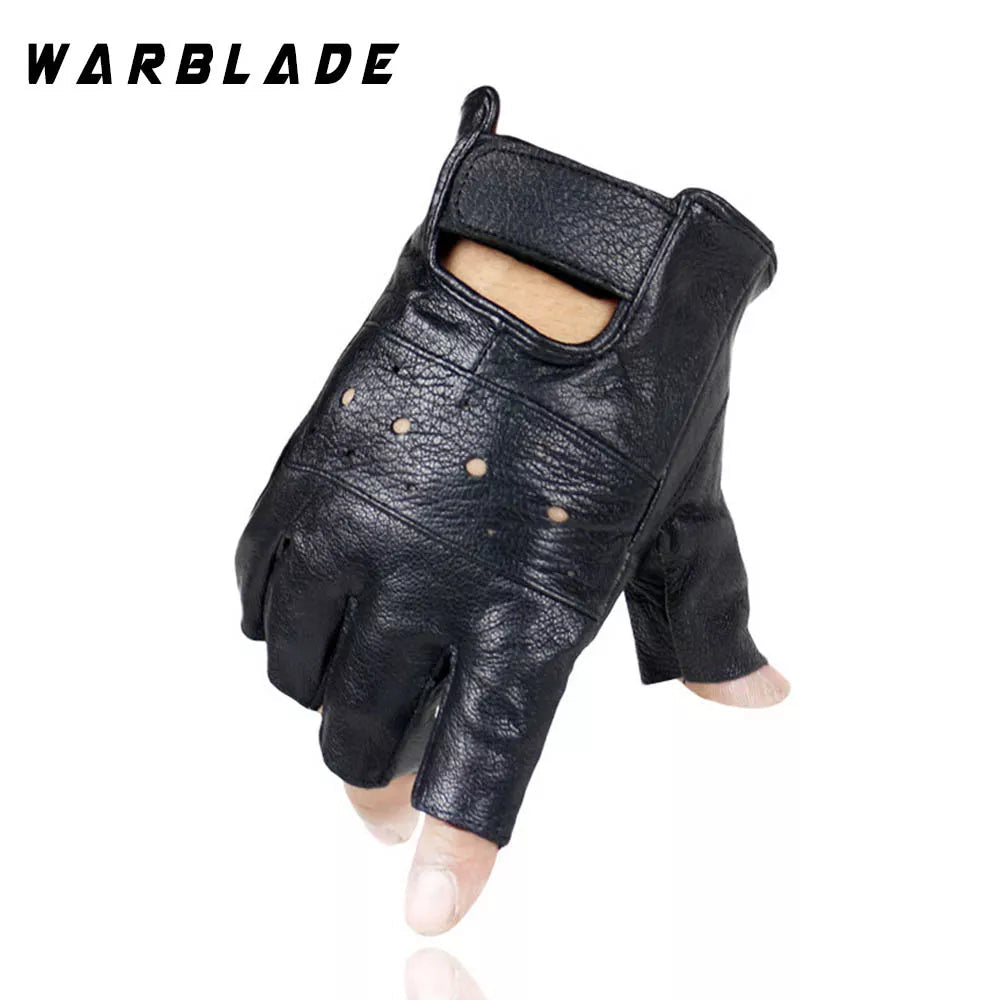 High Quality Men Genuine Leather Gloves Slip-resistant Luvas Half Finger Sheep Leather Fingerless Gym Fitness Gloves 232 One Size