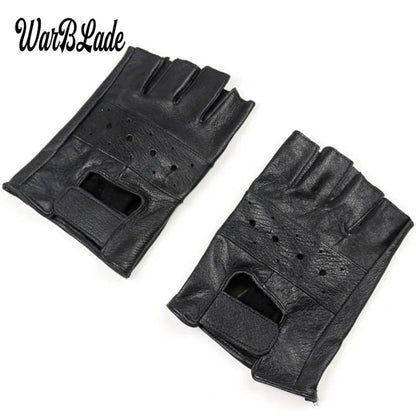 High Quality Men Genuine Leather Gloves Slip-resistant Luvas Half Finger Sheep Leather Fingerless Gym Fitness Gloves