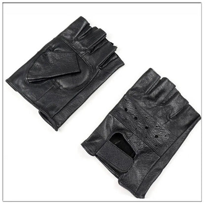 High Quality Men Genuine Leather Gloves Slip-resistant Luvas Half Finger Sheep Leather Fingerless Gym Fitness Gloves