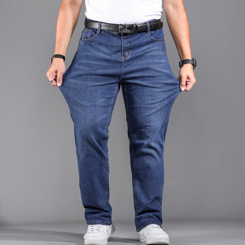 High Quality Stretch Plus Big Size 90% Cotton Straight Denim Jeans Men Famous Brand Spring