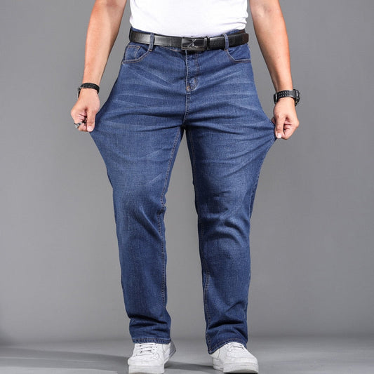 High Quality Stretch Plus Big Size 90% Cotton Straight Denim Jeans Men Famous Brand Spring