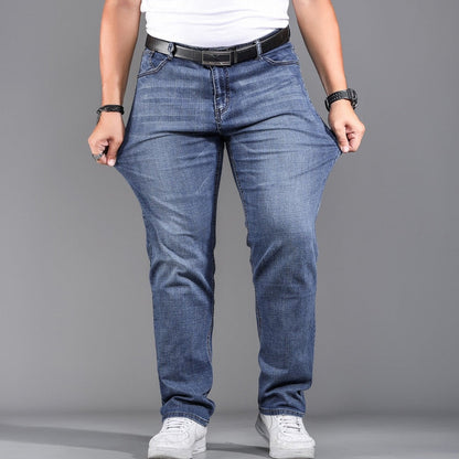 High Quality Stretch Plus Big Size 90% Cotton Straight Denim Jeans Men Famous Brand Spring