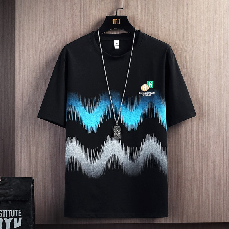 Hip Hop Loose Mens Streetwear T-shirts Casual Classic Summer Short Sleeves Black White Tshirt Tees Plus Oversize 2328 No Necklace 2