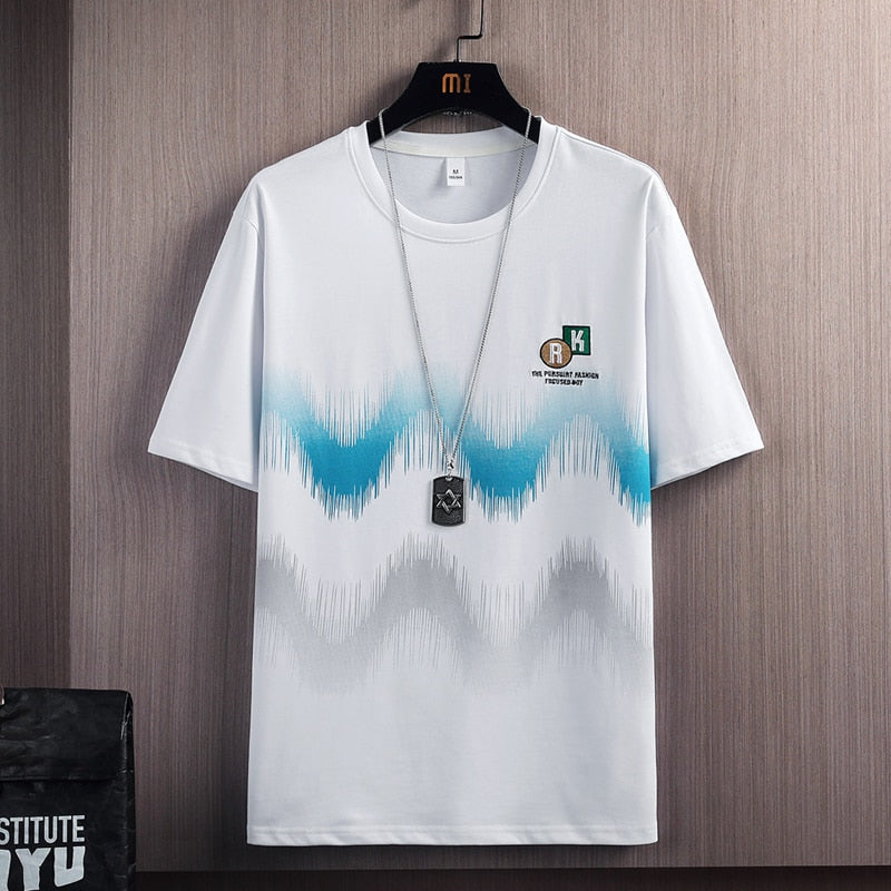 Hip Hop Loose Mens Streetwear T-shirts Casual Classic Summer Short Sleeves Black White Tshirt Tees Plus Oversize 2328 No Necklace 1
