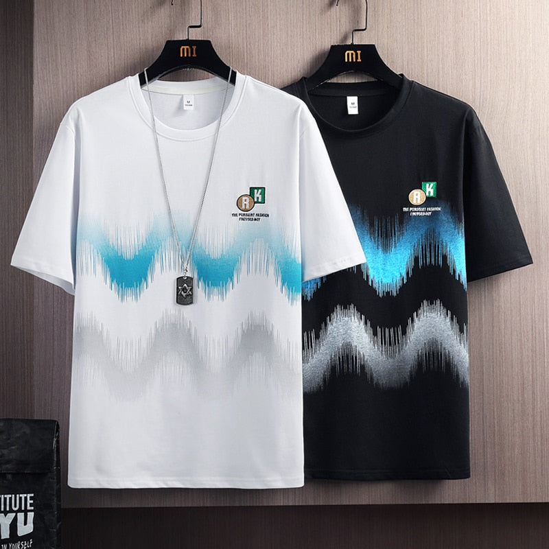 Hip Hop Loose Mens Streetwear T-shirts Casual Classic Summer Short Sleeves Black White Tshirt Tees Plus Oversize