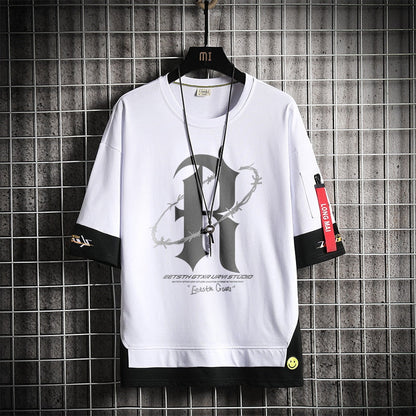 Hip Hop Loose Mens Streetwear T-shirts Casual Classic Summer Short Sleeves Black White Tshirt Tees Print Oversize