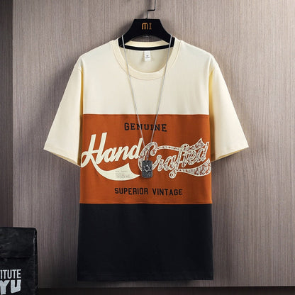 Hip Hop Loose Mens Streetwear T-shirts Casual Classic Summer Short Sleeves Patchwork Print Tshirt Tees Oversize