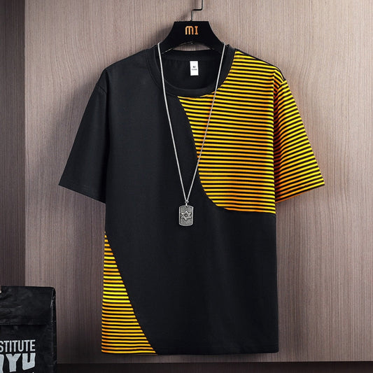 Hip Hop Loose Mens Streetwear T-shirts Casual Classic Summer Short Sleeves Patchwork Tshirt Tees Plus Oversize