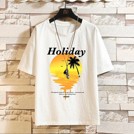 Hip Hop Mens Streetwear Linen T-shirts Casual Summer Short Sleeves Black White Tshirt Tees Oversize T Shirt