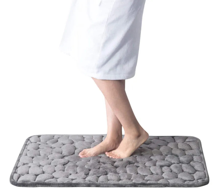 Home Bath Mat Cobblestone Embossed Bathroom Carpet Water Absorption Non-slip Memory Foam Absorbent Washable Rug Toilet Floor Mat