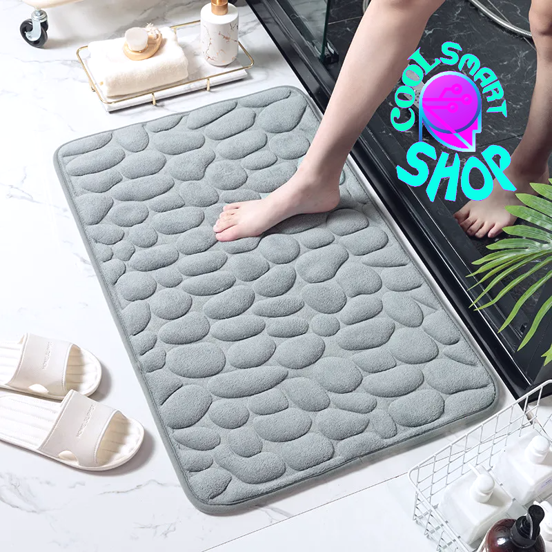 Home Bath Mat Cobblestone Embossed Bathroom Carpet Water Absorption Non-slip Memory Foam Absorbent Washable Rug Toilet Floor Mat