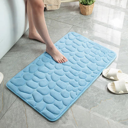 Home Bath Mat Cobblestone Embossed Bathroom Carpet Water Absorption Non-slip Memory Foam Absorbent Washable Rug Toilet Floor Mat