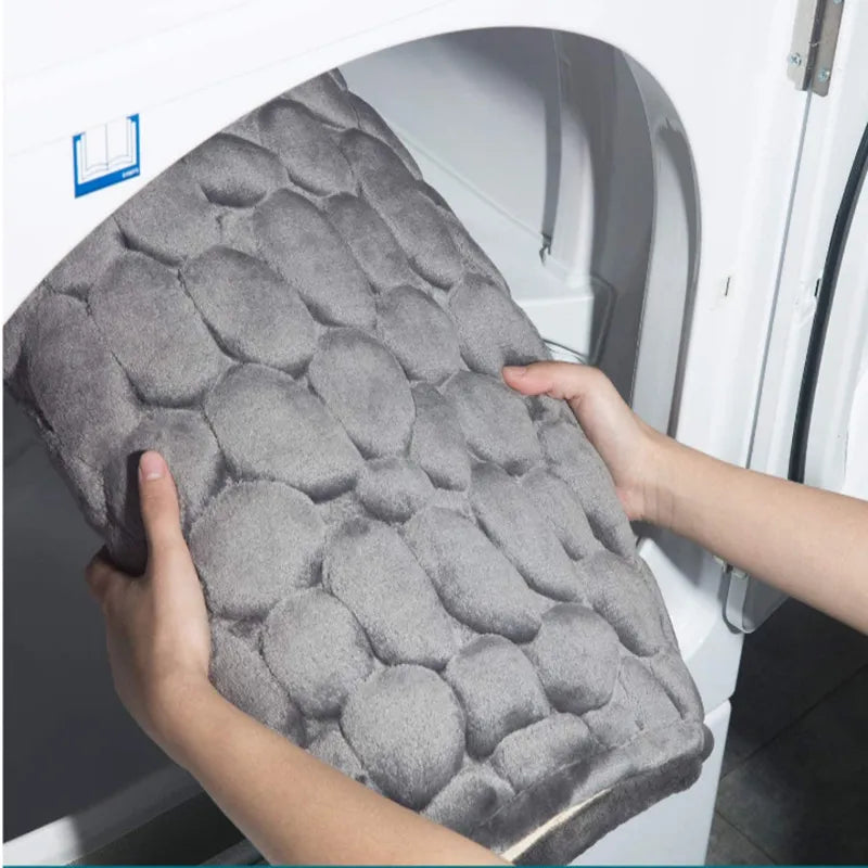 Home Bath Mat Cobblestone Embossed Bathroom Carpet Water Absorption Non-slip Memory Foam Absorbent Washable Rug Toilet Floor Mat