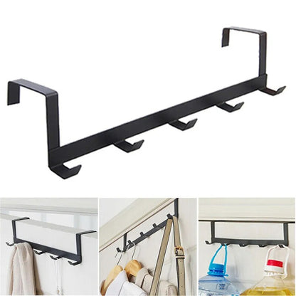 Hooks Over The Door 5 Hooks Home Key Bags Hooks Organizer Bathroom Clothes Coat Hat Towel Hanger Door Back Storage Hooks Holder