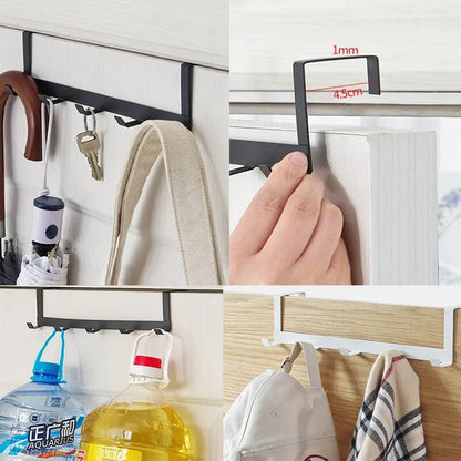 Hooks Over The Door 5 Hooks Home Key Bags Hooks Organizer Bathroom Clothes Coat Hat Towel Hanger Door Back Storage Hooks Holder