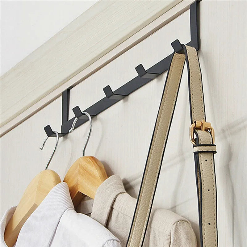 Hooks Over The Door 5 Hooks Home Key Bags Hooks Organizer Bathroom Clothes Coat Hat Towel Hanger Door Back Storage Hooks Holder