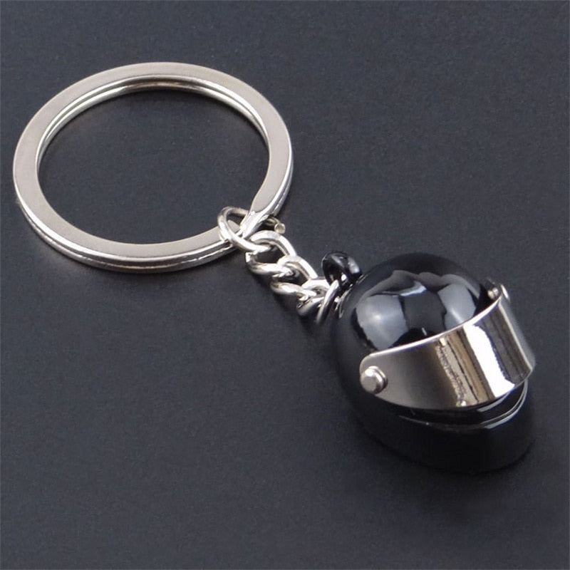 Hot metal Motorcycle Helmet Key Chain Fashion Stereo Motorcycle Helmets Safety Auto Bag Car Key Ring KeyChain Gift jewelry BLACK