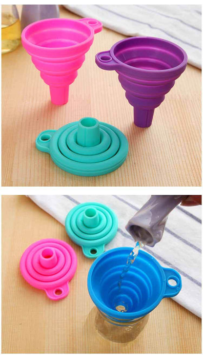 Household Foldable Telescopic Funnel Kitchen Sub Packaging Oil Leak Candy Color High Temperature Resistant Thistle Tube