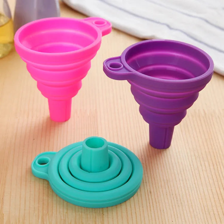 Household Foldable Telescopic Funnel Kitchen Sub Packaging Oil Leak Candy Color High Temperature Resistant Thistle Tube