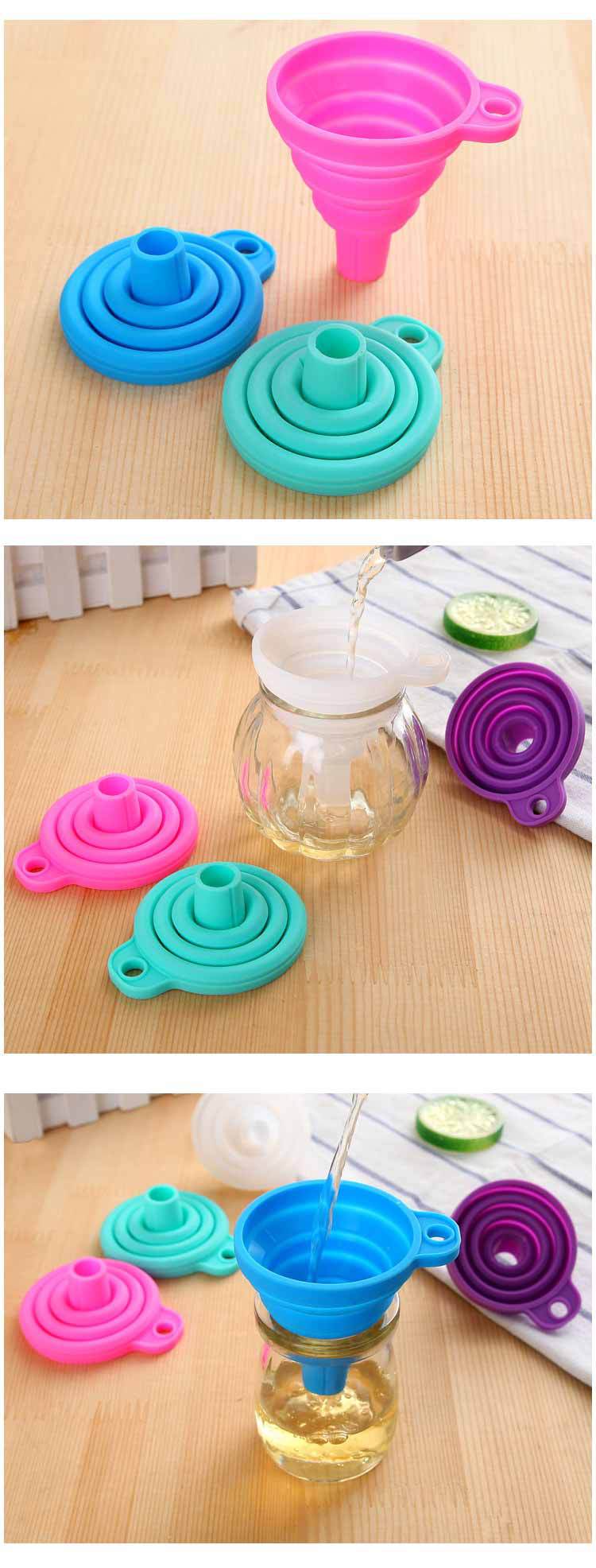 Household Foldable Telescopic Funnel Kitchen Sub Packaging Oil Leak Candy Color High Temperature Resistant Thistle Tube