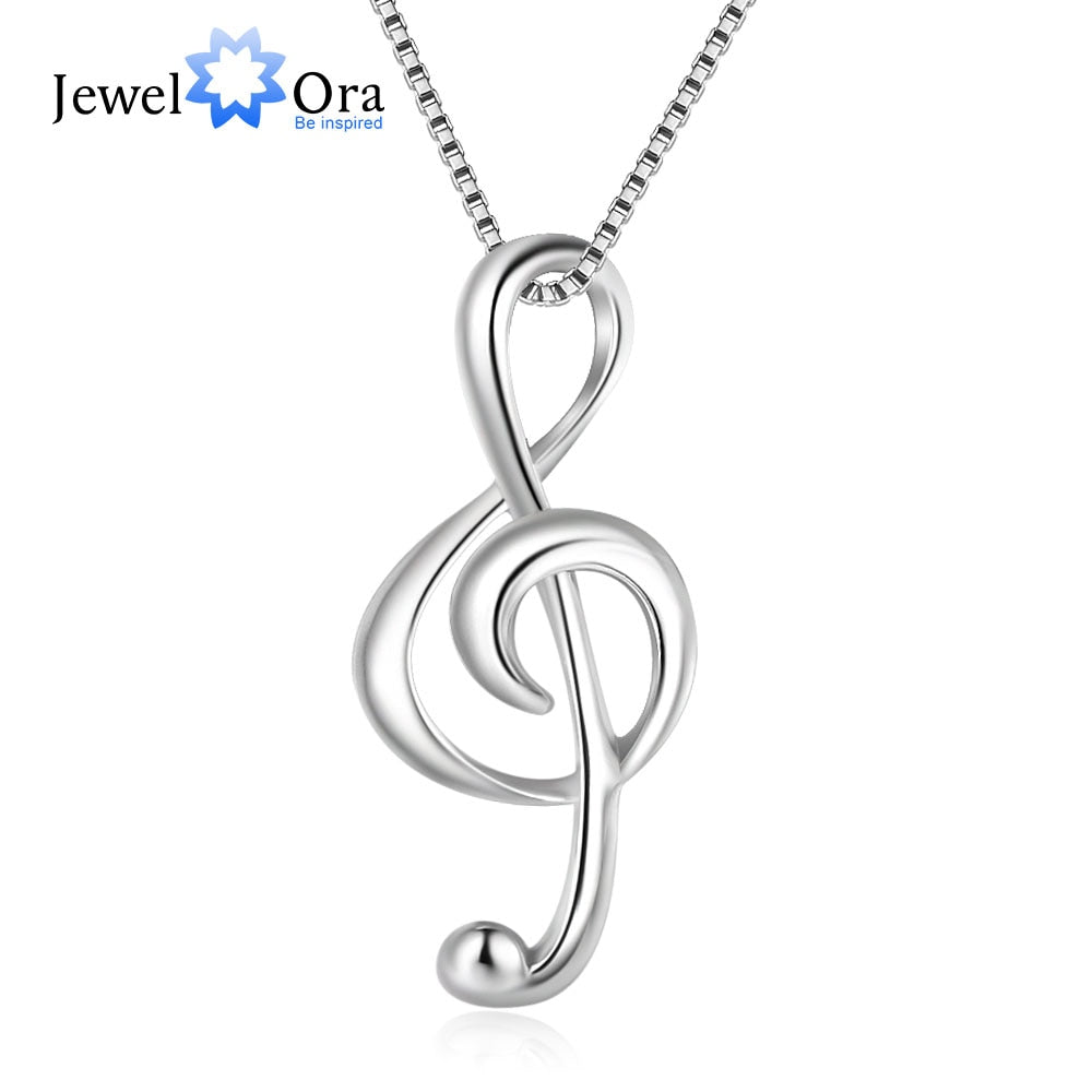 JewelOra Silver Color Musical Note Necklaces & Pendants Elegant Pendant Necklace Women Gifts for Girlfriend