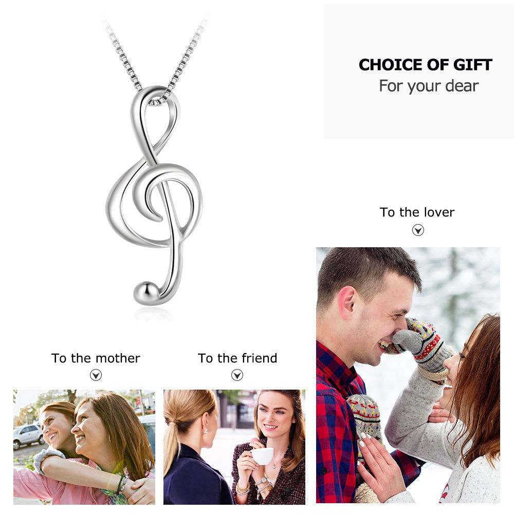 JewelOra Silver Color Musical Note Necklaces & Pendants Elegant Pendant Necklace Women Gifts for Girlfriend