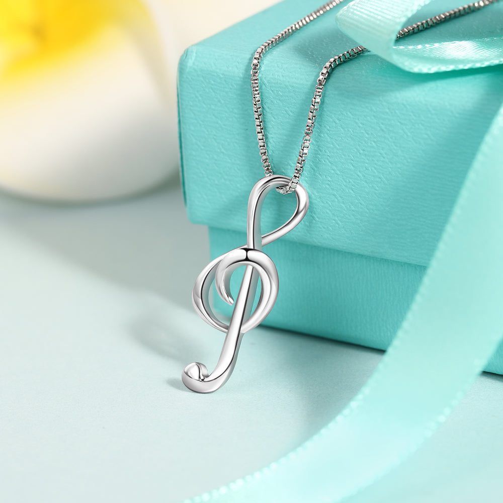 JewelOra Silver Color Musical Note Necklaces & Pendants Elegant Pendant Necklace Women Gifts for Girlfriend