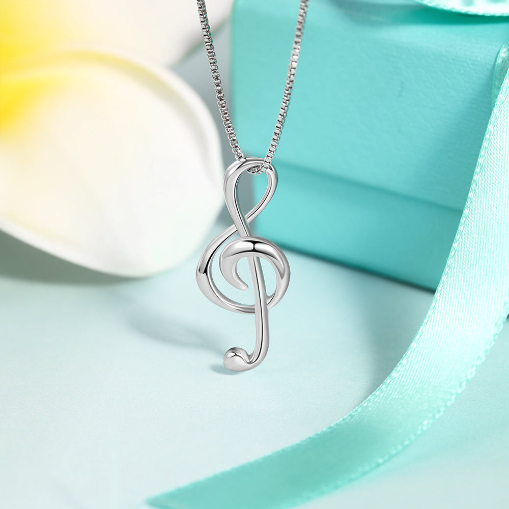 JewelOra Silver Color Musical Note Necklaces & Pendants Elegant Pendant Necklace Women Gifts for Girlfriend