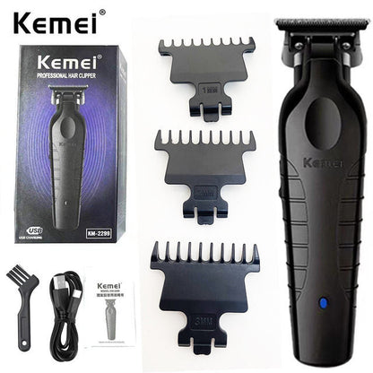 Kemei 2299 Barber Cordless Hair Trimmer 0mm Zero Gapped Carving Clipper Detailer Professional Electric Finish Cutting Machine KM-2299