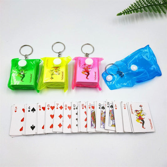 Keychain For Women Men Fun Mini Poker Key Chain Creative Bag Pendant Car Key Ring Accessories Friend Outdoor Entertainment Tools