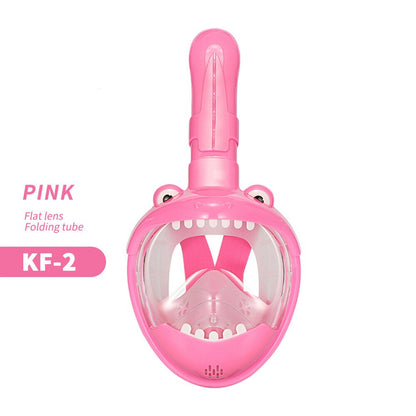 Kids' Full-Face Snorkeling Mask with Support Goggles - Ages 4-11 Pink KF2 xs