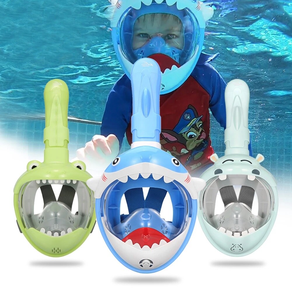 Kids' Full-Face Snorkeling Mask with Support Goggles - Ages 4-11
