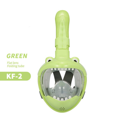 Kids' Full-Face Snorkeling Mask with Support Goggles - Ages 4-11 Green KF2 xs