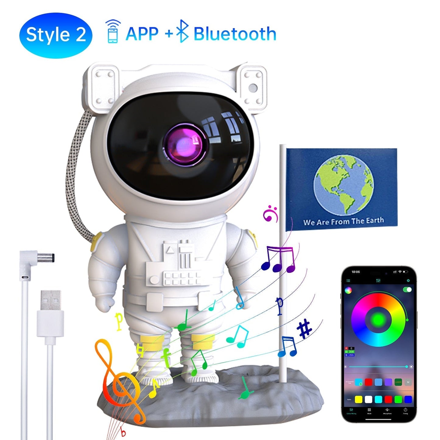 Kids Star Projector Night Light with Remote Control 360°Adjustable Design Astronaut Nebula Galaxy Lighting for Children Adults Style 2 China