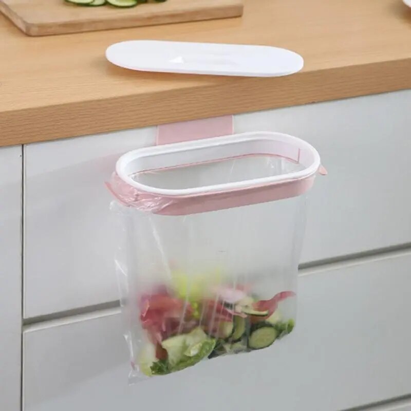 Kitchen Cupboard Trash Storage Rack Holder Garbage Hanging Bag Scouring Pad Dry Shelf Holder Kitchen Organzier Accessories