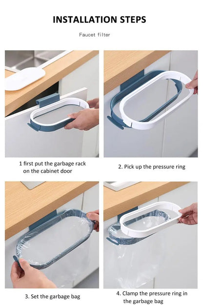 Kitchen Cupboard Trash Storage Rack Holder Garbage Hanging Bag Scouring Pad Dry Shelf Holder Kitchen Organzier Accessories