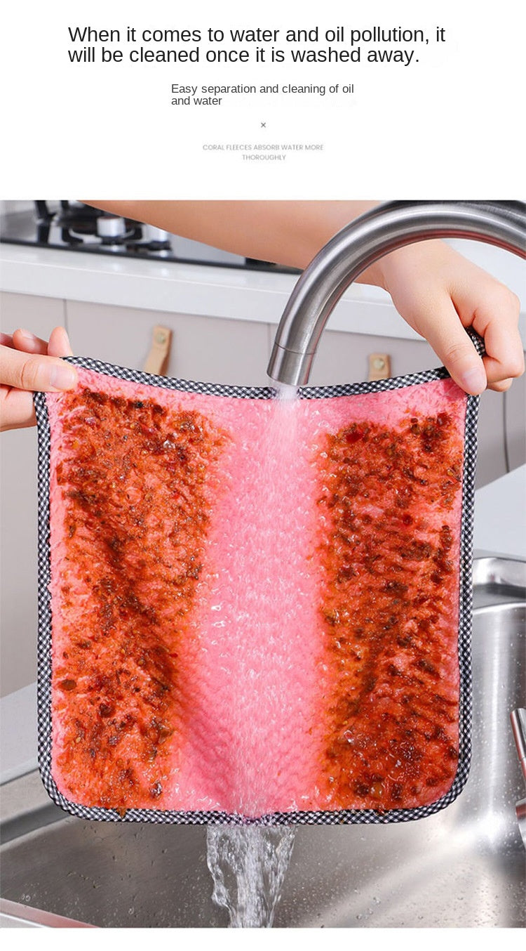 Kitchen Daily Dish Towel Dishcloth Rag Utensils for Kitchen Cleaning Products for Home Absorbent Scouring Pad