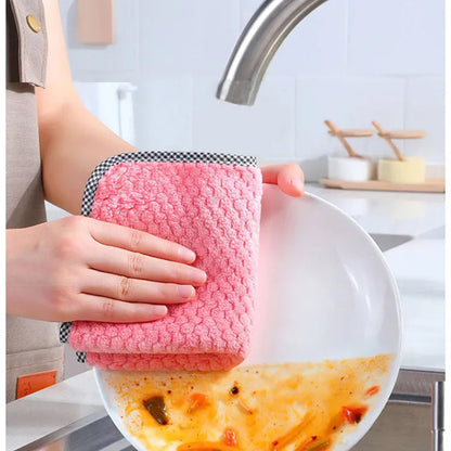 Kitchen Daily Dish Towel Dishcloth Rag Utensils for Kitchen Cleaning Products for Home Absorbent Scouring Pad