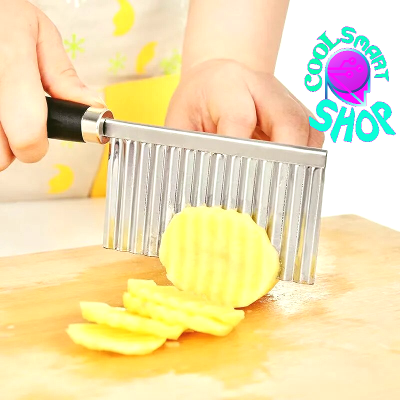 Kitchen Gadget Stainless Steel Potato Cutting Wavy Edged Knife Fries Slicer Fancy Potato Chopper Cutter Vegetable Fruit Tools