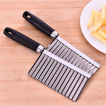 Kitchen Gadget Stainless Steel Potato Cutting Wavy Edged Knife Fries Slicer Fancy Potato Chopper Cutter Vegetable Fruit Tools